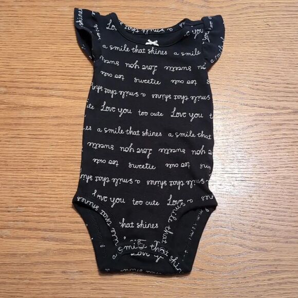 Carter's 9 Month Baby Short Sleeve Onesies Black White Gold - Picture 3 of 13